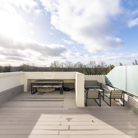 Take morning coffees outside on the private balcony