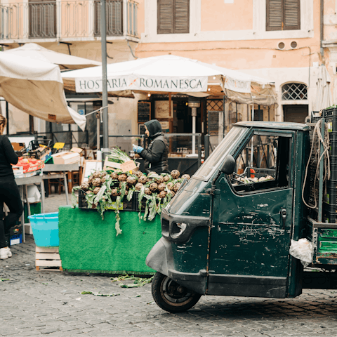 Wind your way through the historic streets to Campo de Fiori