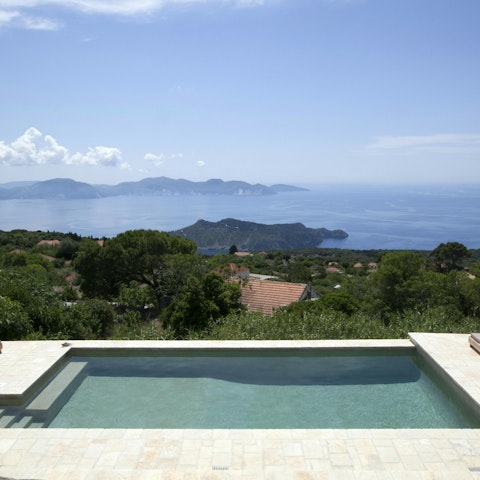 Float around in the private pool on a warm morning