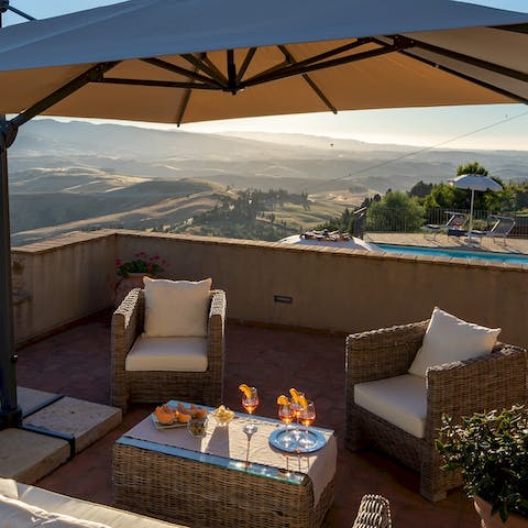 Catch the sunset or enjoy a nightcap in an outdoor seating area