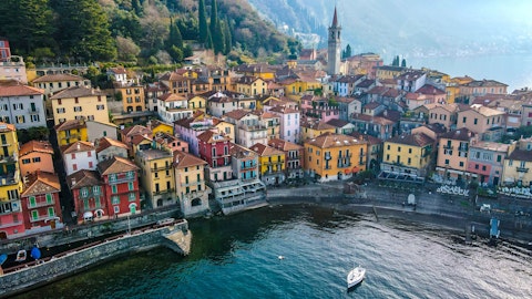 Visit Varenna's pastel-hued lanes and terraced gardens spilling onto Lake Como, about forty-minutes by car