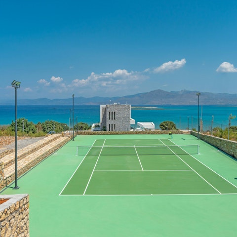 Challenge each other to a game of tennis