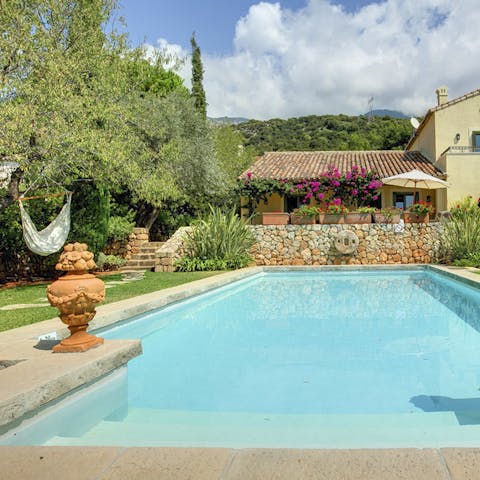 Swing in the hammock by the glorious pool