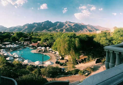 Marvel at the Santa Catalina Mountains' dramatic peaks rising above the desert floor, a one-hundred-and-fifteen-minute drive away