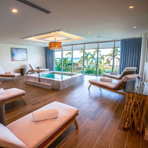Relax at the onsite spa and hot tub