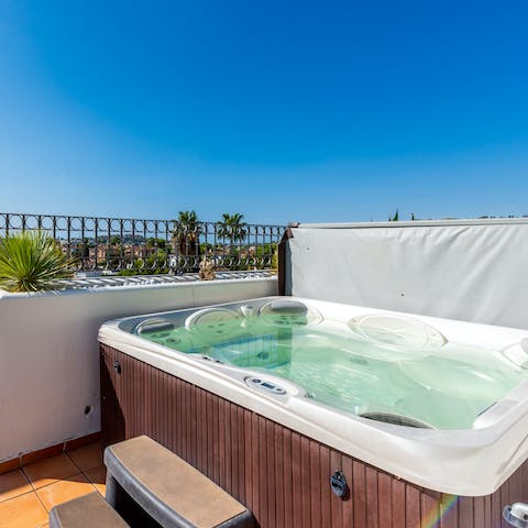 Bubble the night away in the private Jacuzzi, a glass of Rioja in hand