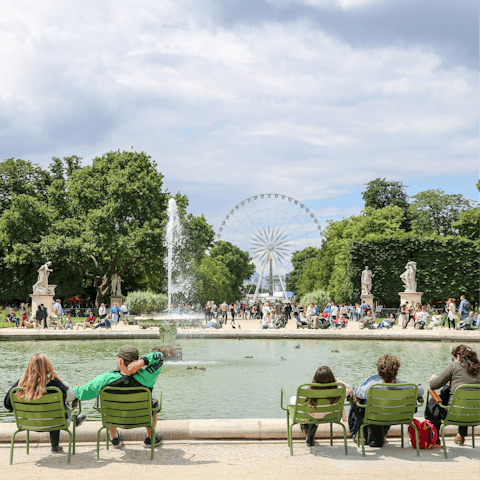 Catch the sunshine at Tuileries Garden, twenty minutes away