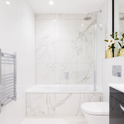 Modern bathroom with bathtub