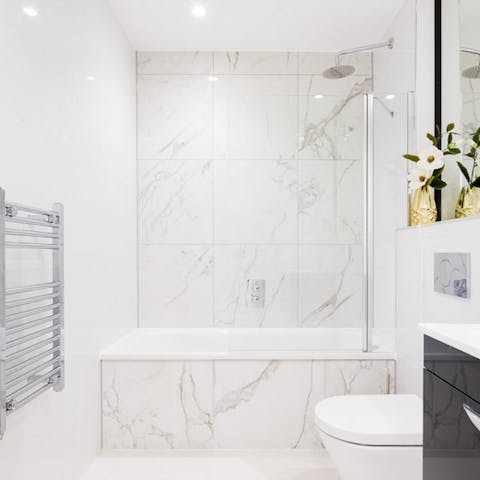 Modern bathroom with bathtub