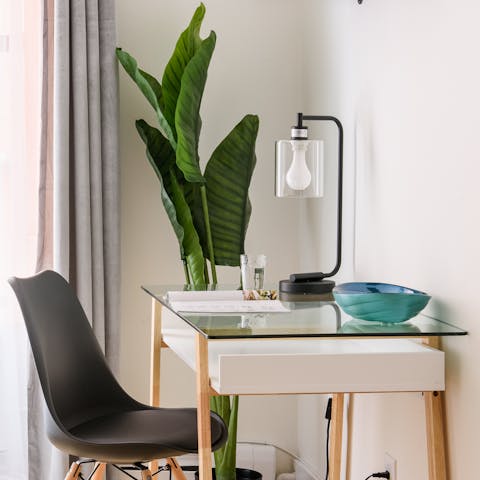Finish up some work at the modern desk