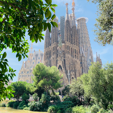 Admire Gaudi's iconic La Sagrada Familia, a short walk away