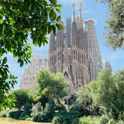 Admire Gaudi's iconic La Sagrada Familia, a short walk away