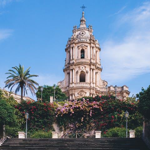 Explore Modica's gorgeous Duomo di San Giorgio, a twenty-four-minute drive away