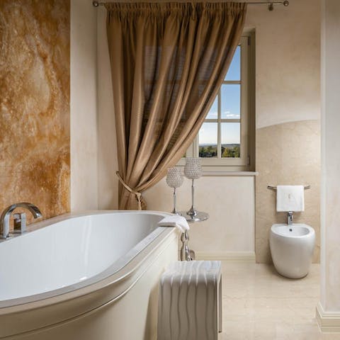 Unwind in a soothing bubble bath