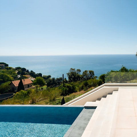 Cool off from the Italian Riviera sun in the infinity pool