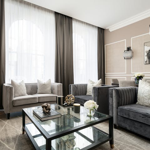 Plan the day's adventures over a cup of tea in the elegant living area