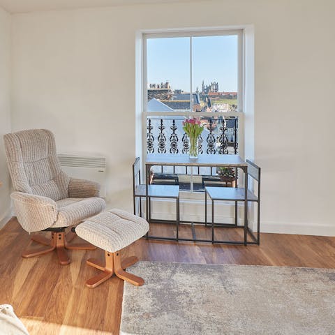 Stretch out in the plush armchair with your holiday read