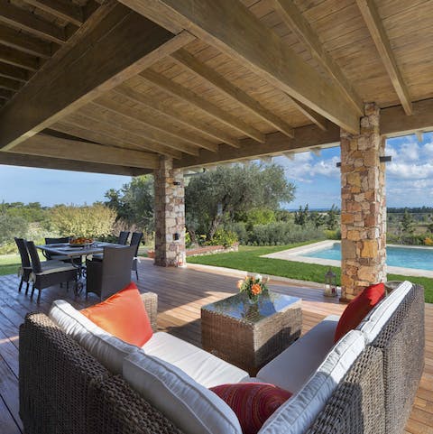 Relax outside in the shade or catch a tan out by the pool