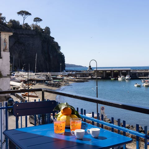Marvel at the Piano di Sorrento views from the small balcony