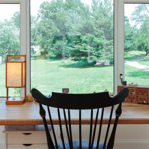 Work from home at the designated desk area