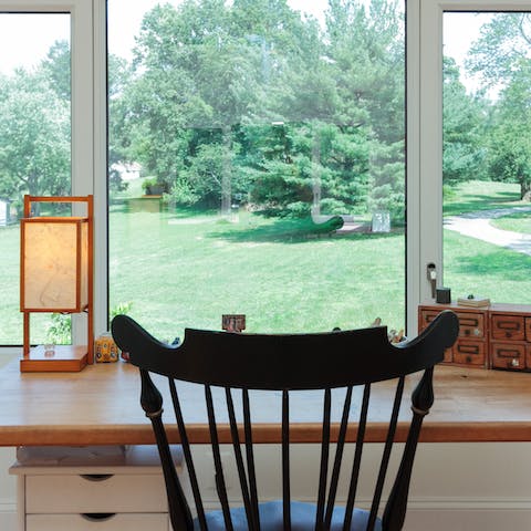 Work from home at the designated desk area