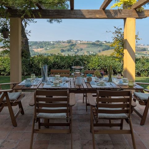 Drink in the views from the outdoor dining area