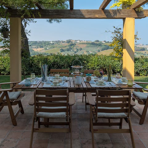 Drink in the views from the outdoor dining area