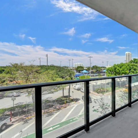 Take in the views from the private balcony