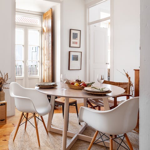 Sit down to sunny breakfasts in the dining area, letting the breeze flow through the French doors