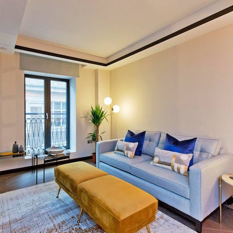 Kick back in the sunny living room with your morning cup of coffee