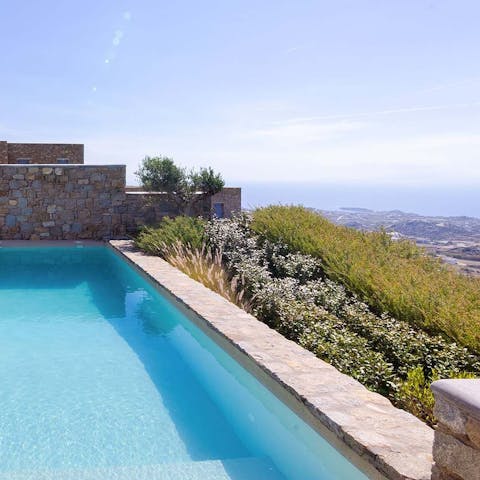 Take a dip in the sparkling swimming pool on hot afternoons