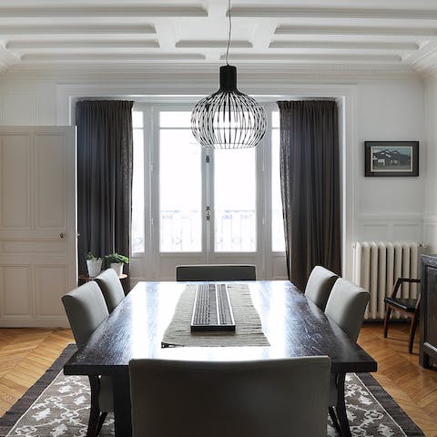 Serve some classic French cuisine in the formal dining area