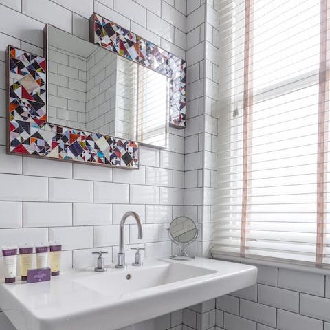 Pamper yourself in the tastefully finished bathroom