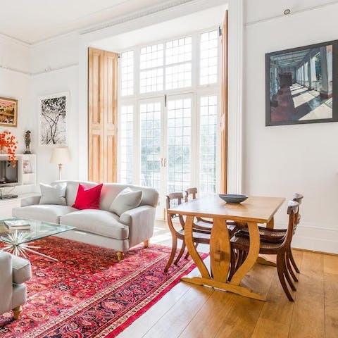 Relax in the beautiful light filled living and dining area