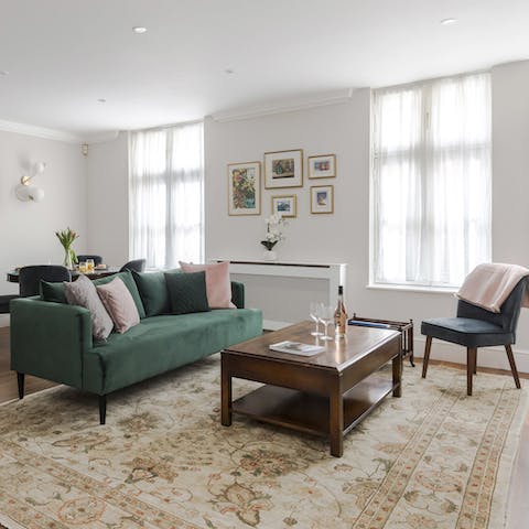 Plan the day's itinerary over coffee in the light-filled living space