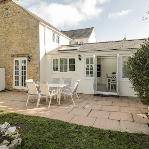 Relax on the patio with a glass of cider