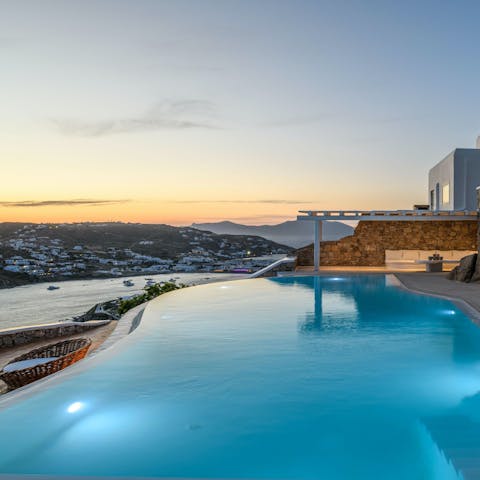 Dive into the infinity pool for a swim under the stars