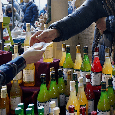 Stock up on goodies at Stroud's award-winning weekly market, just a short drive away