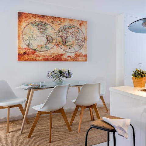 Serve up some Spanish wine and tapas at the dining area