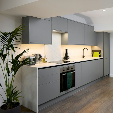 Cook and prepare in a space kitted out with premium sustainable kitchenware