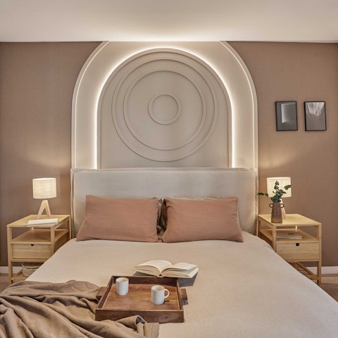 Curl up in the cosy bedroom after a long day on your feet