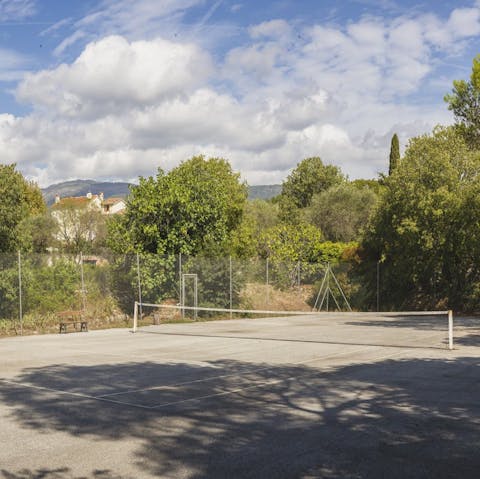 Get competitive on the private tennis court