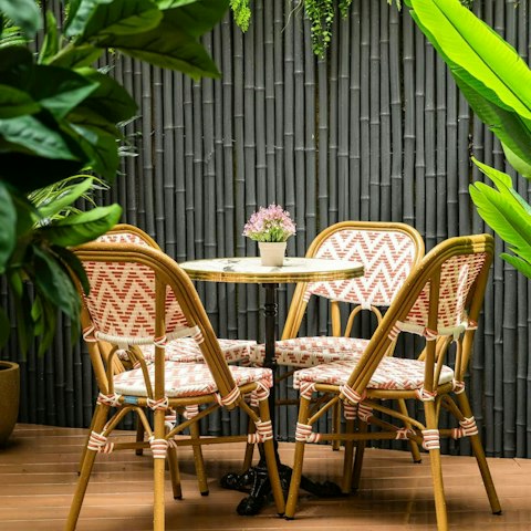 Sip a morning espresso on the private patio