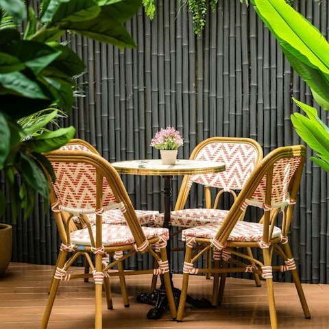Sip a morning espresso on the private patio