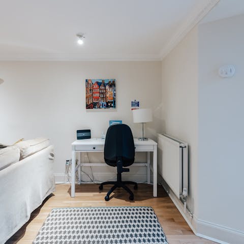 Catch up on your emails at the handy desk in the living area