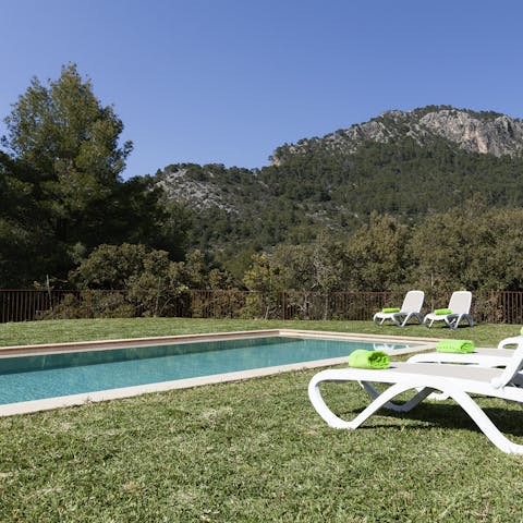 Make a splash in the private swimming pool with a beautiful backdrop