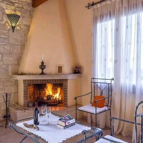 Gather around the open fire place with a bottle of red wine at chillier times of year