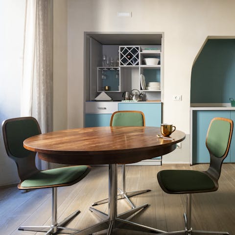 Serve up a delicious Italian meal at the retro dining table
