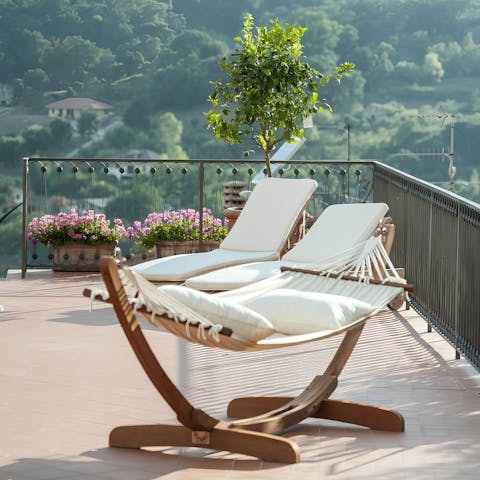 Relax and enjoy the spectacular views in the cosy hammock