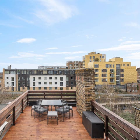 Unwind on the private terrace in warm weather